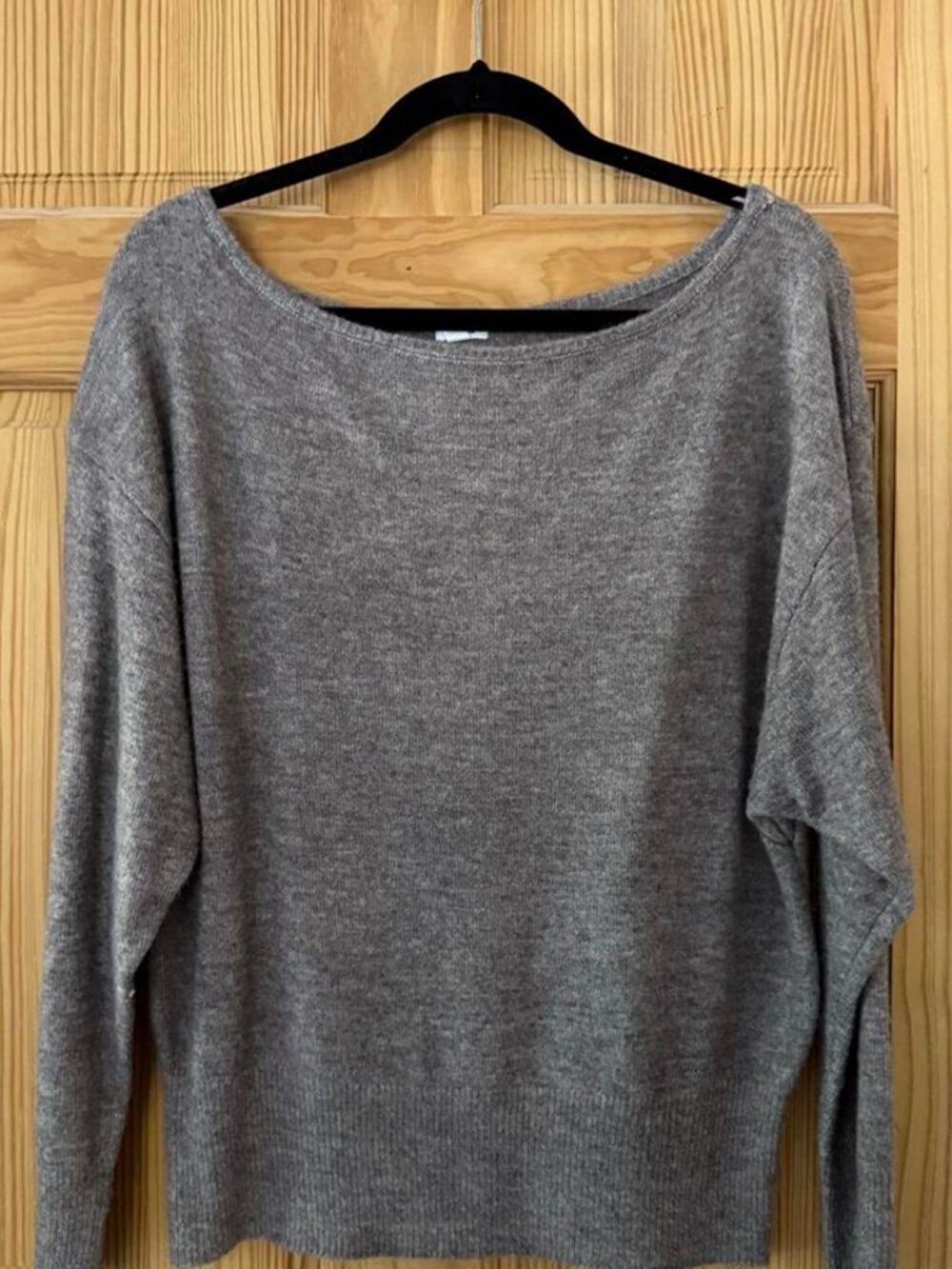 Heather Grey Boat Neck Oversized Long Sleeve Knit Sweater